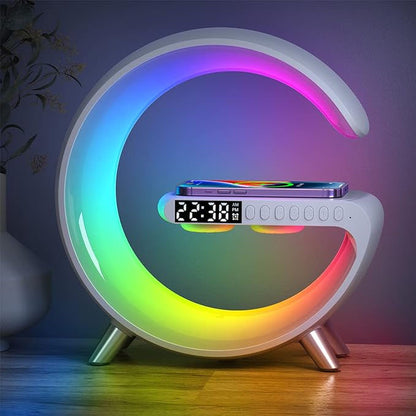 Lámpara led G Alta voz Bluetooth, carga inalámbrica, alarma reloj despertador