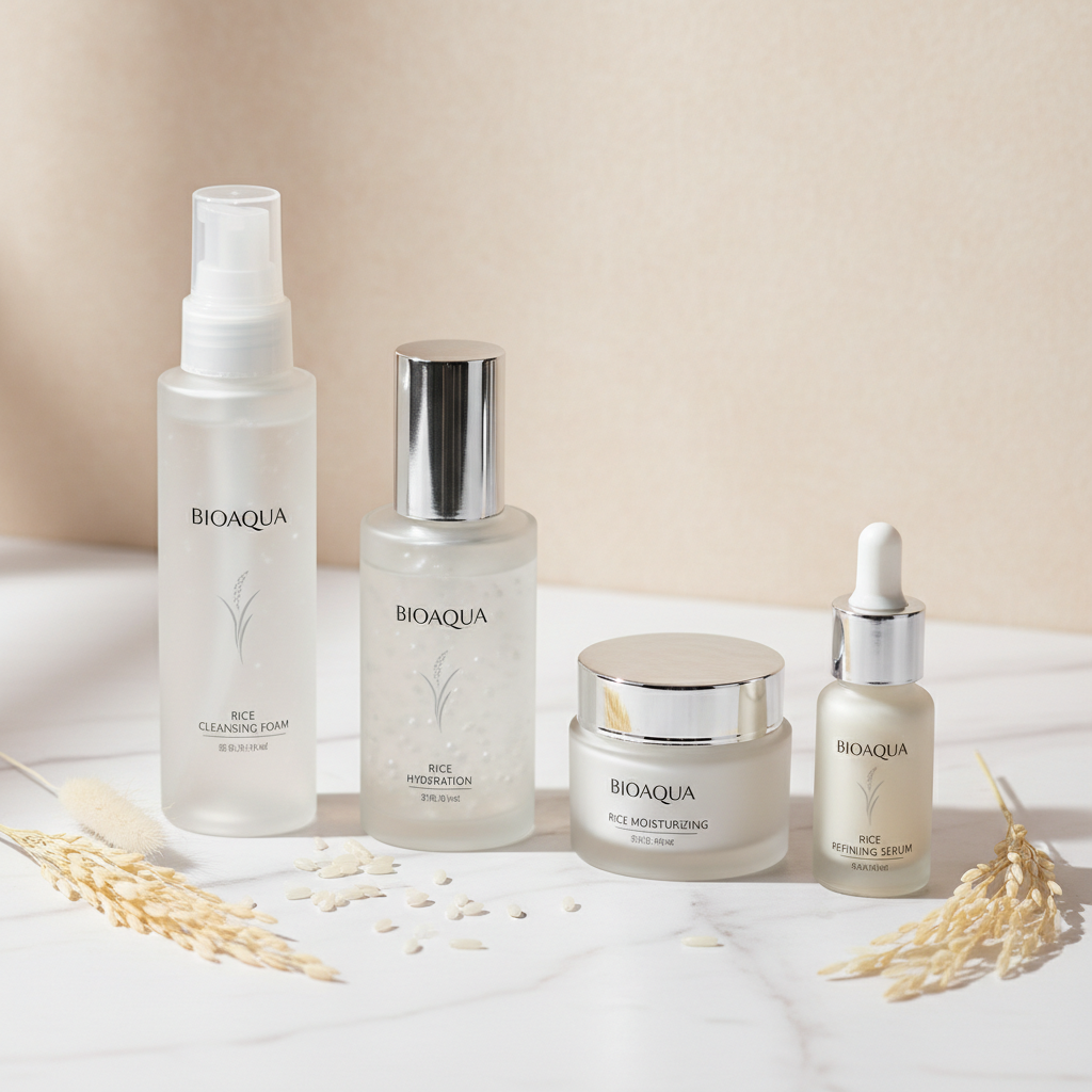 Kit completo limpiador, tónico, crema y serum de arroz