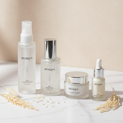 Kit completo limpiador, tónico, crema y serum de arroz