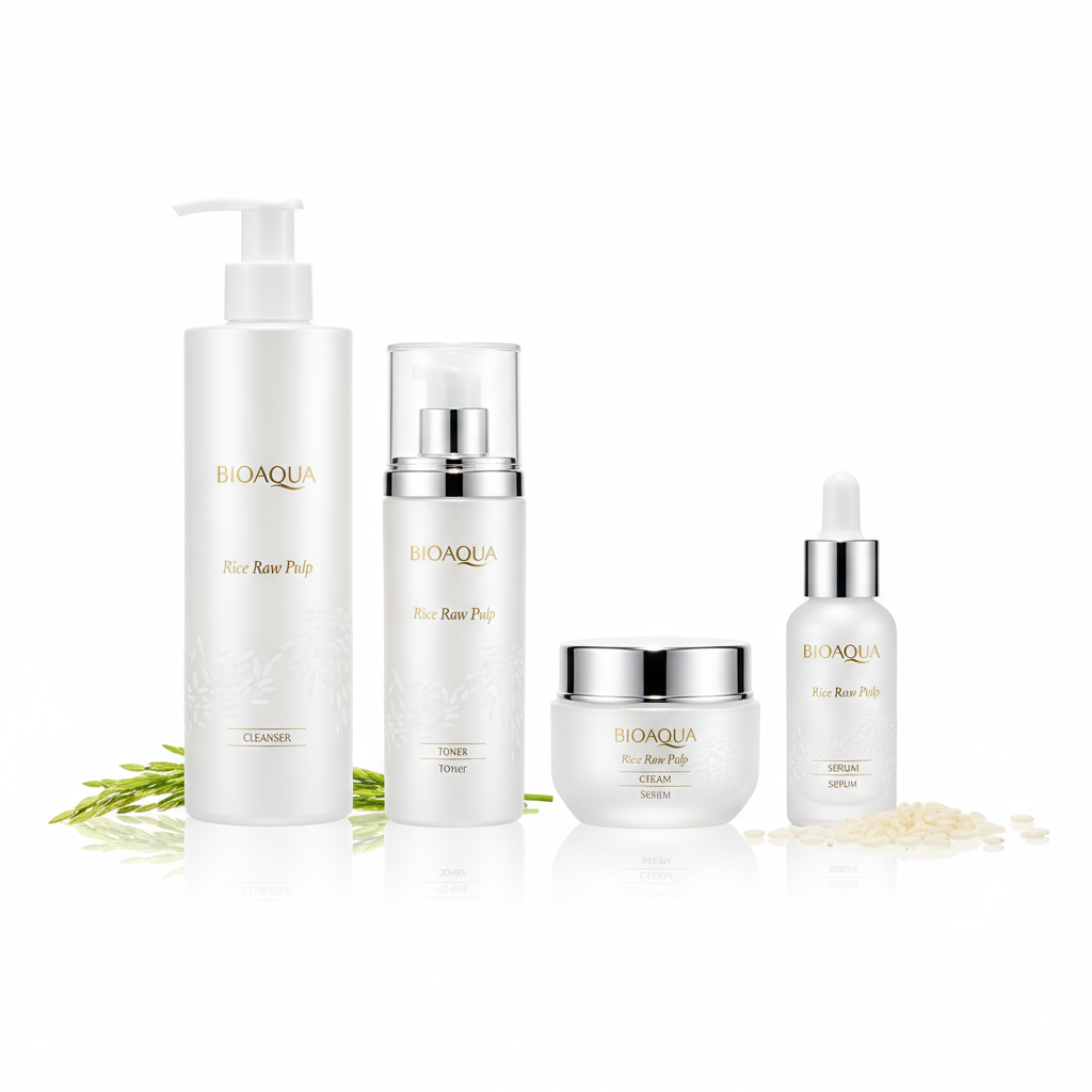Set completo Bioaqua de arroz para cuidado facial