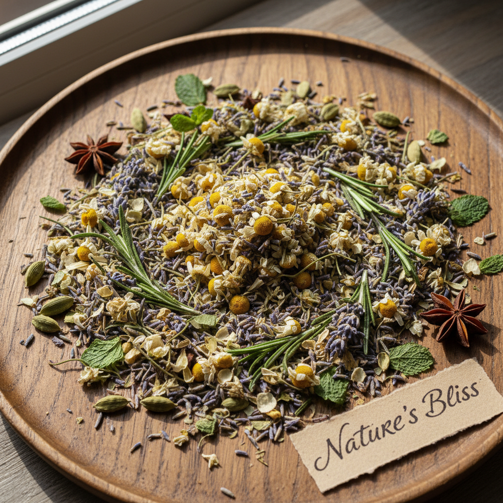 Mezcla de hierbas naturales del té relajante